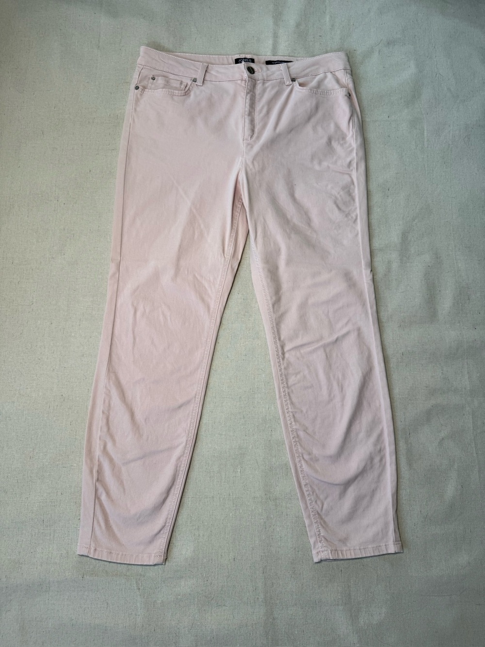 Jones New York Pale Pink Skinny Ankle Jeans Size 14 Blush Pink Stretch Coquette